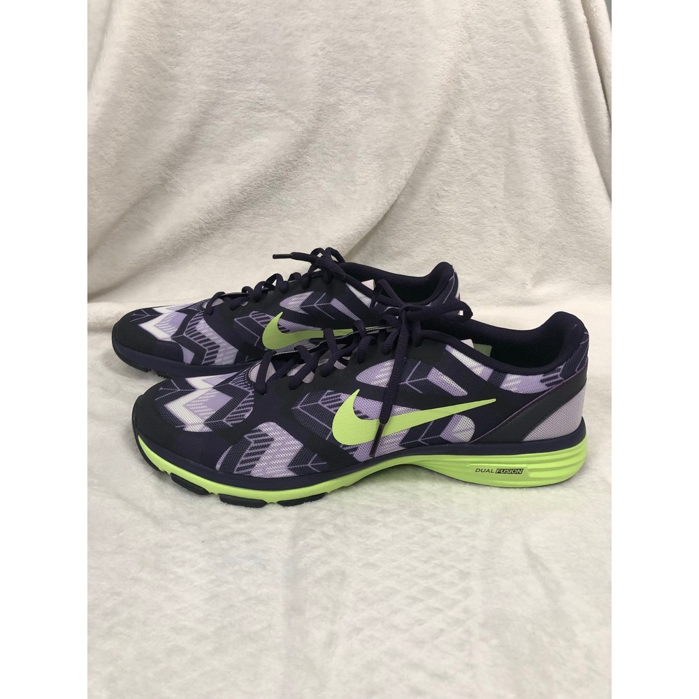 NEW Nike Dual Fusion TR Print Women Size 10 Purple Volt Green 579812-105